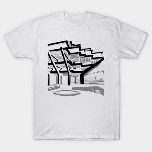 brutalist architecture in landscape pattern sketch T-Shirt